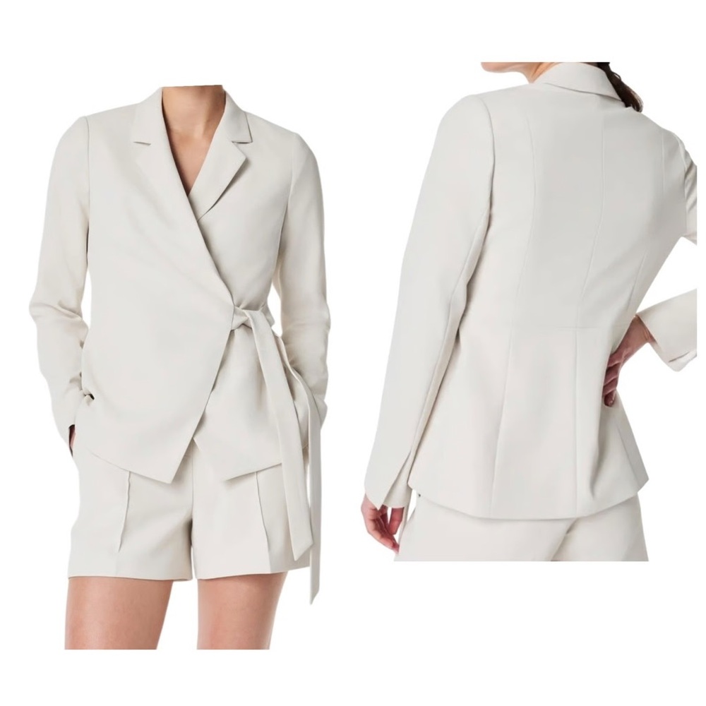 🌟HOST PICK!🌟 BNWT 🤍 Spanx Opacity Crepe Wrap Blazer in Parchment - Picture 4 of 4